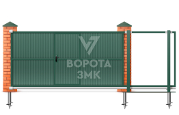 Откатные ворота со встроенной калиткой 2000×2100 ЗМК-7619