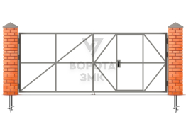 Ворота распашные со столбами каркас 1500×1750 ЗМК-5006